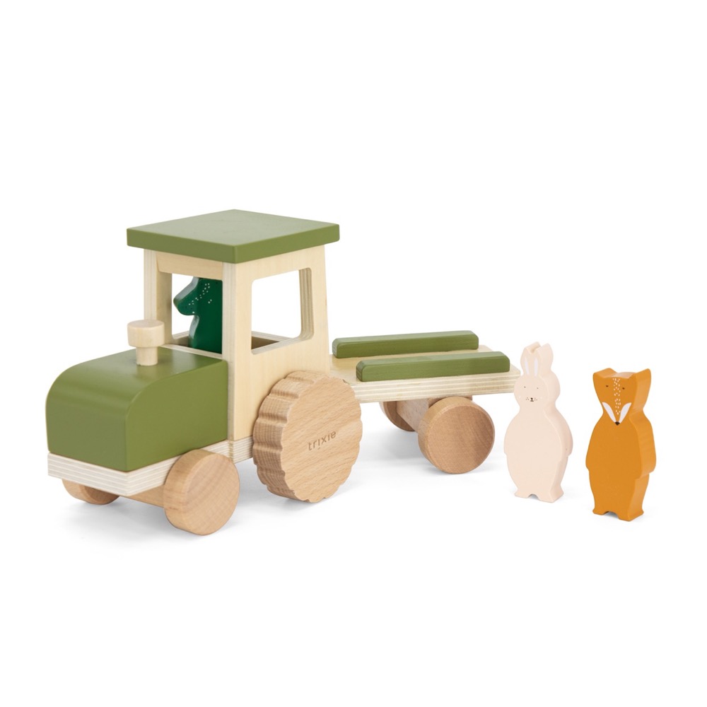 Traktor aus Holz mit Anhänger  